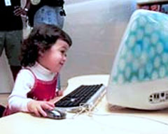 child using imac in Apple store