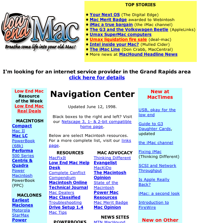 Low End Mac in 1998