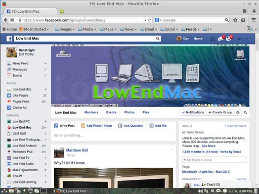 Facebook in Firefox on LXLE