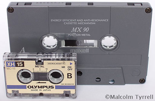 Microcassette and compact cassette copyright Malcolm Tyrrell