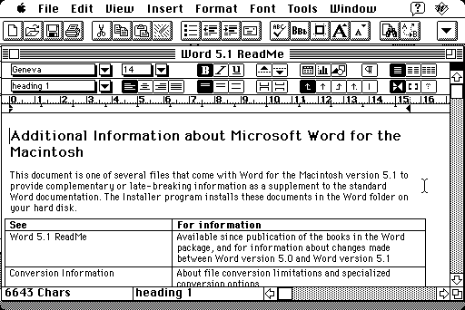 Microsoft Word 5.1 for Mac