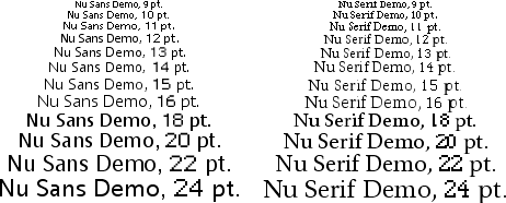Nu Sans and Nu Serif 4.1 sample text