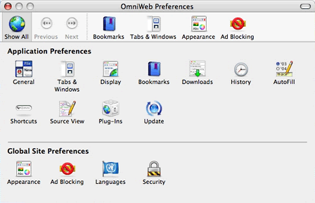 OmniWeb preferences