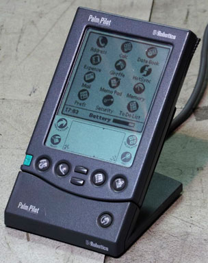 PalmPilot Pro in its cradle