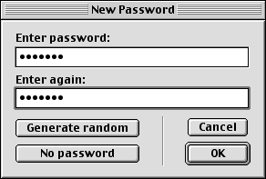 New Password window