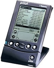 The Palm Pilot in its dock