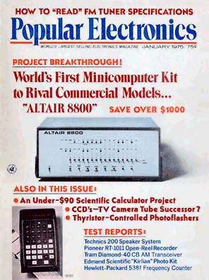 January 1985 cover, Popular Electronics, featuring MITS Altair