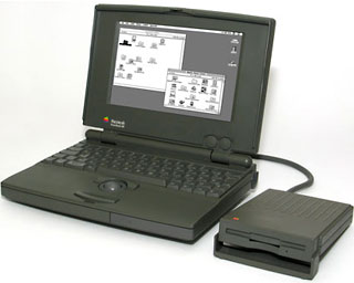PowerBook 100 with floppy drive