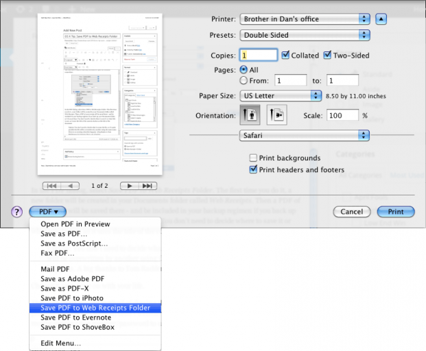 Save PDF to Web Receipts Folder