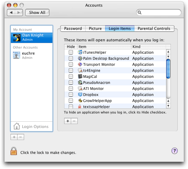 Startup Items in OS X 10.4 Tiger