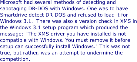 Windows error message when encountering DR-DOS