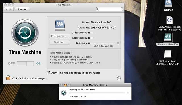 mac time machine icon. While Time Machine is running