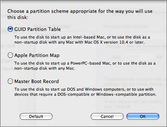 partition format options in Disk Utility