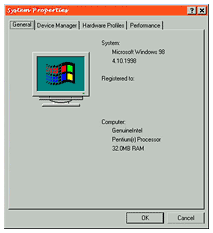Windows 98 System Properties