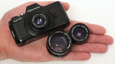 Pentax Auto 110 with original wide-angle and telephoto lenses