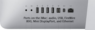 Ports on the rear of the Late 2009 iMac