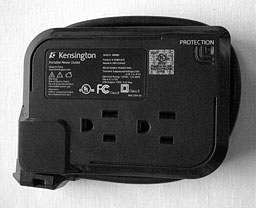 back of Kensington Portable Power Outlet
