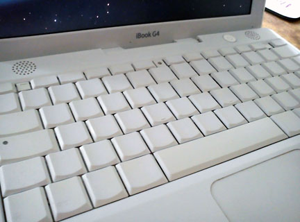 iBook G4 keyboard with all markings removed