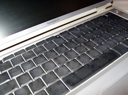Titanium PowerBook G4 keyboard with markings removed