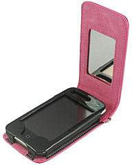 USB Fever Pink Lady Mirror Leather Case for iPhone 3G