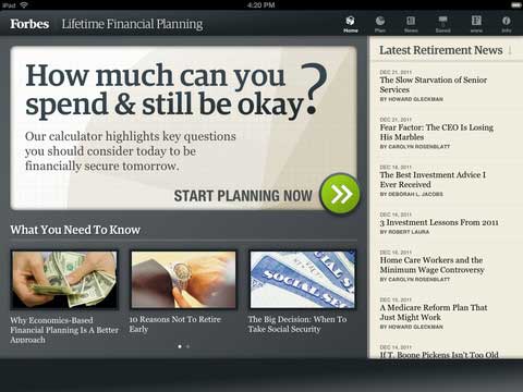 Forbes Lifetime Financial Planning for iPad