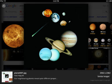 Google Search of solar system