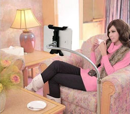 Wheeled Glass Floor Stand for iPad