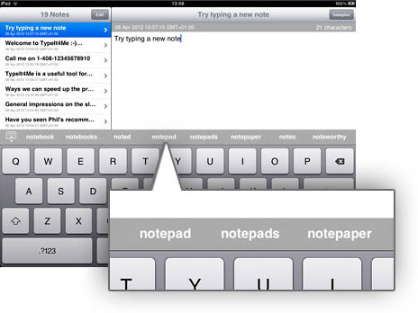 TypeIt4Me Touch on iPad