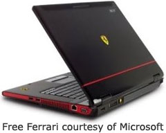 Free Ferrari notebook computer for bloggers courtesy of Microsoft