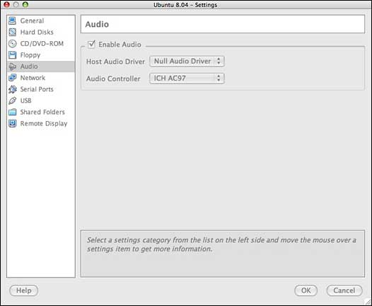 Audio setting for VirtualBox