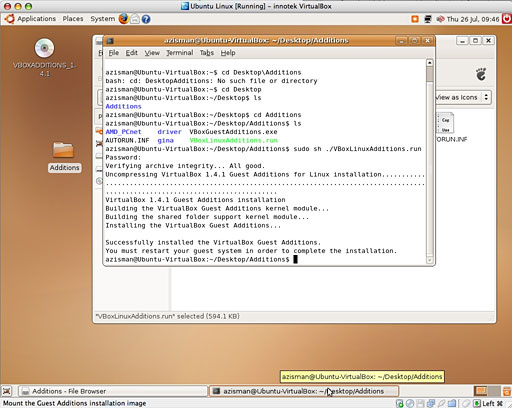 Installing the Additions in Ubuntu