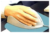 The Quill mouse orients the user's hand in the handshake position.