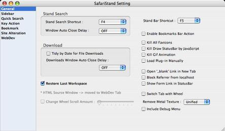 SafariStand settings