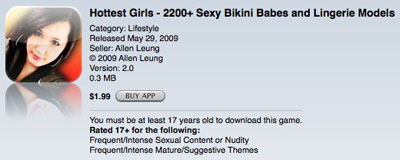Description of the Hottest Girls app from Apple's app store