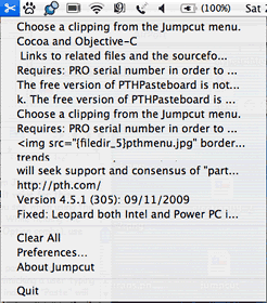 The Jumpcut menu