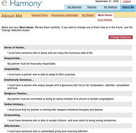 Eharmony questions to ask