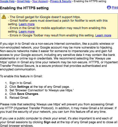 FAQ on enabling HTTPS for Gmail