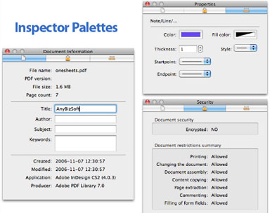 Inspector Palettes in PDF Editor for Mac