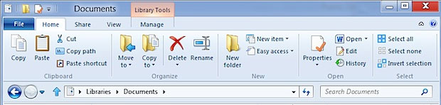 Default interface for Windows 8 Explorer