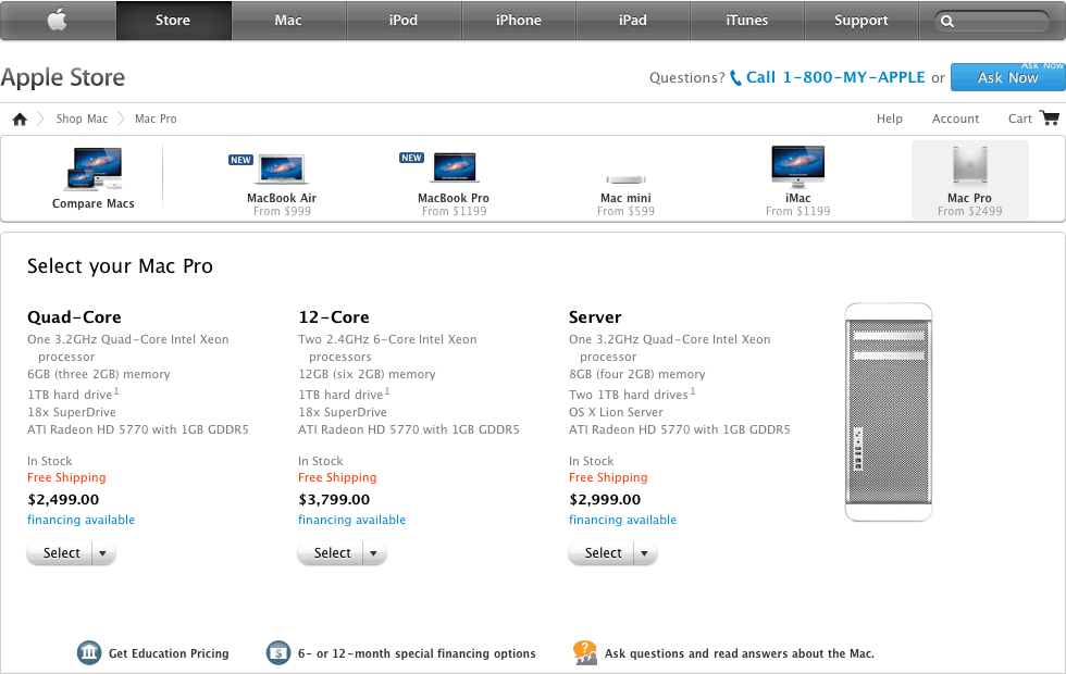Mac Pro at the online Apple Store