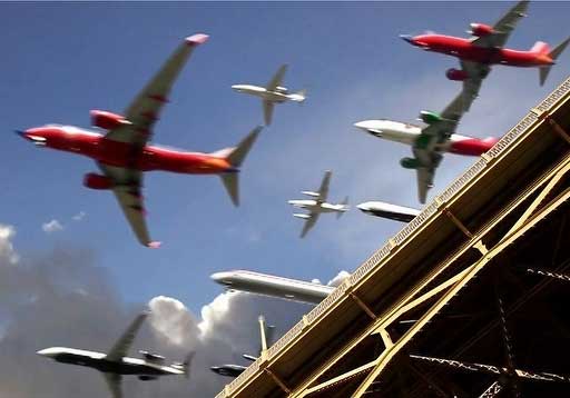 Flight landings at San Diego International Airport