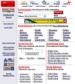 Excite, a busy search engine, in 1996.