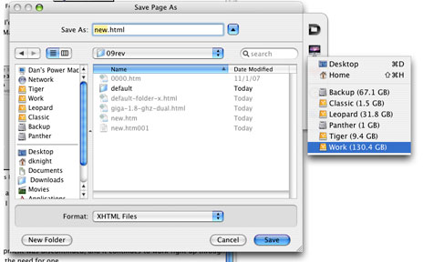 The Drives menu in Default Folder X
