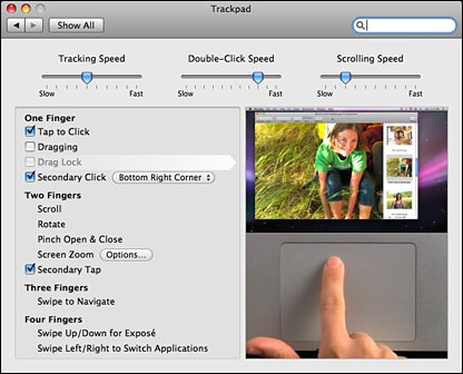 Trackpad preferences in Mac OS X 10.5.6