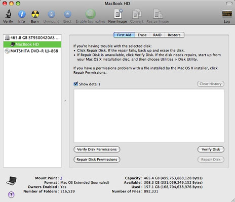 Repair Permissions is an option in Disk Utility