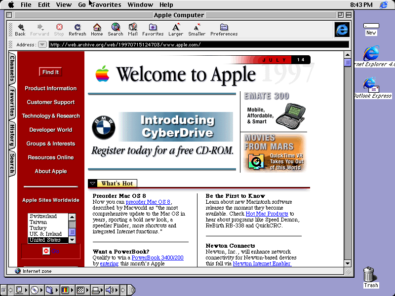 Mac OS 8 screen shot with Internet Explorer 4.0