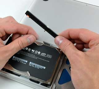 one screw holds the hard drive in place